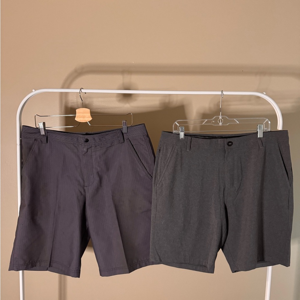 Puma Men's Charcoal and Dark Gray Flat Front Shorts